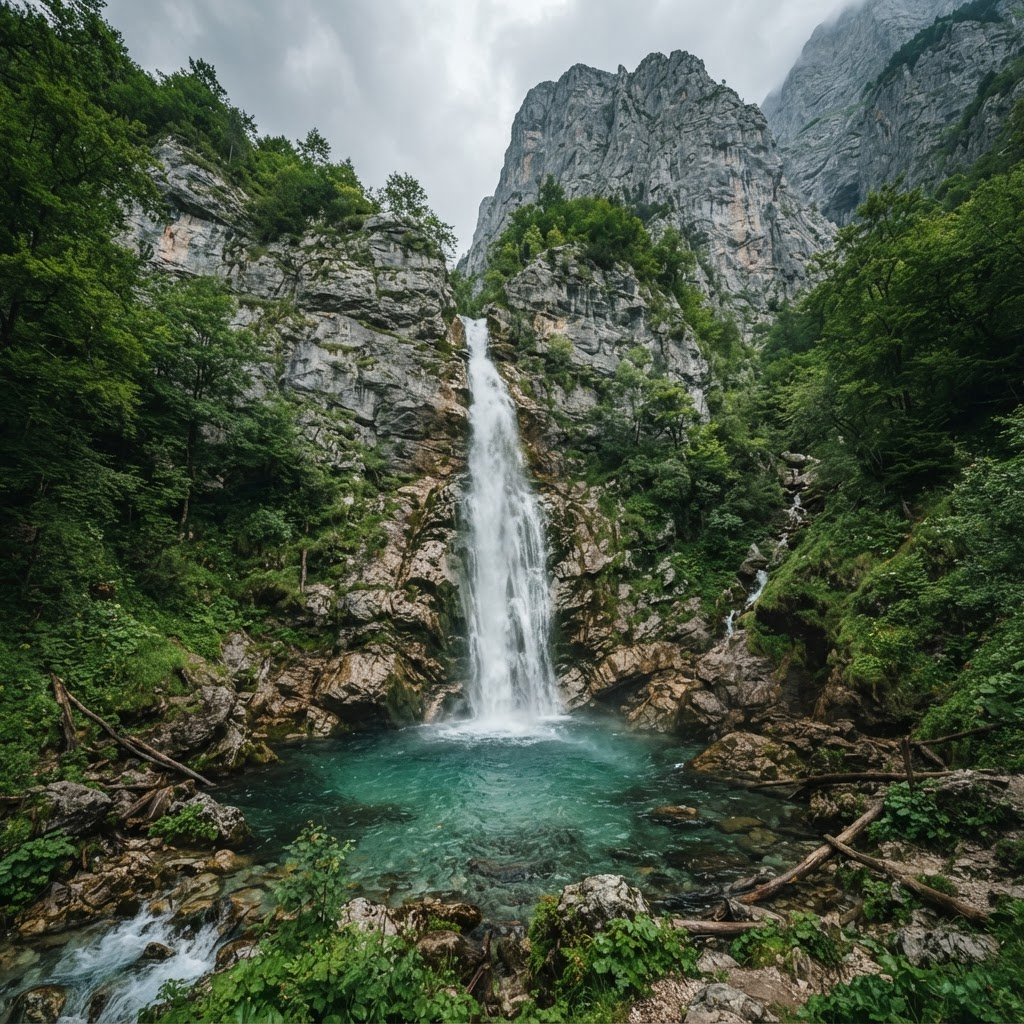 Grunas Waterfall in Theth National Park